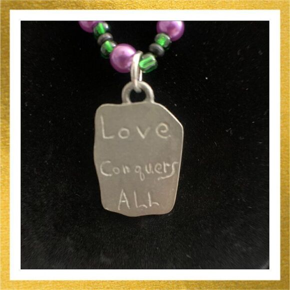 3/$20 Hand Crafted BEADED "Love Conquers All" NECKLACE - Picture 2 of 2